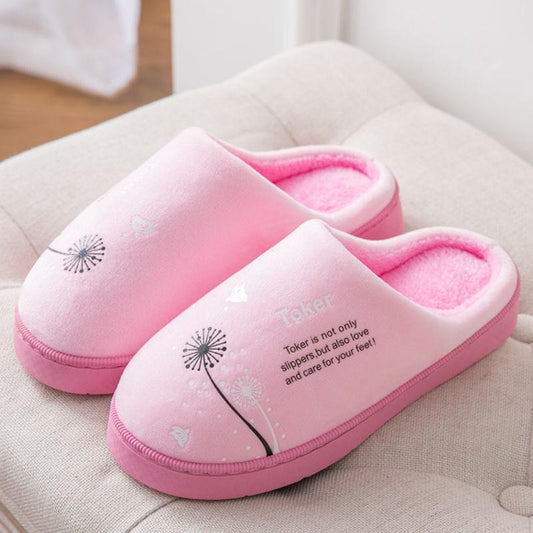 Winter Unisex's Cotton Slippers Non-slip Warm Couples Plus Velvet Thick Bottom Plush Slippers