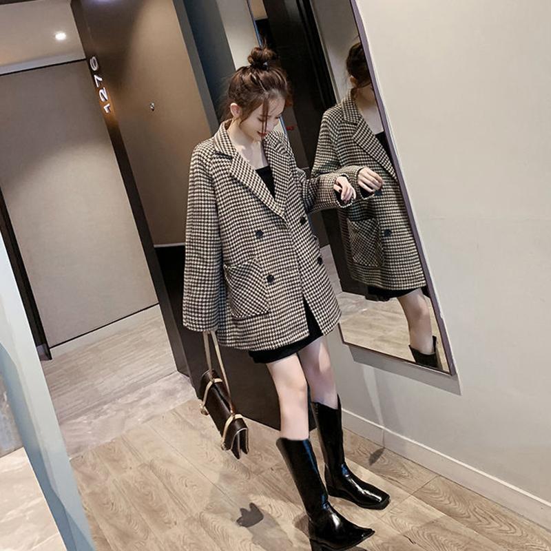 Fashion Autumn Women Plaid Blazers  Jackets Work Office Lady Suit Slim  Business Female Blazer Coat Talever