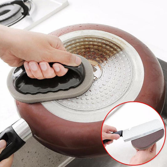 6pcs Emery Sponge Brush Eraser Scrub Handle Grip Sink Pot Bowl Kitchen Cleaning Tool