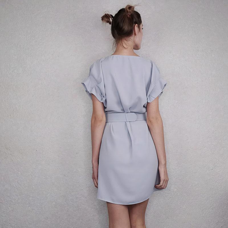 Women Summer Dress Slim A-line Dress OL  Elegant Plus Size Dress with Belt
