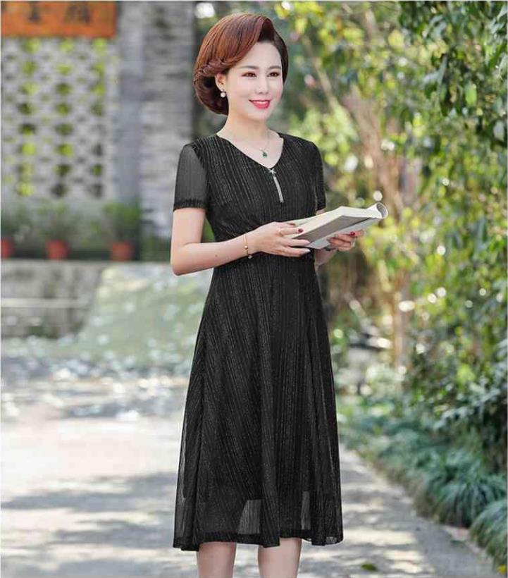 Women's Casual Print Color Three Quarter Sleeve O-Neck Long Unregular Silk Dress