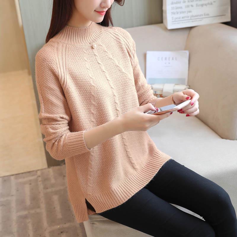 Women Turtleneck Solid Color O-neck Long Sleeve Skin-friendly Sweater Bottoming Knitwear