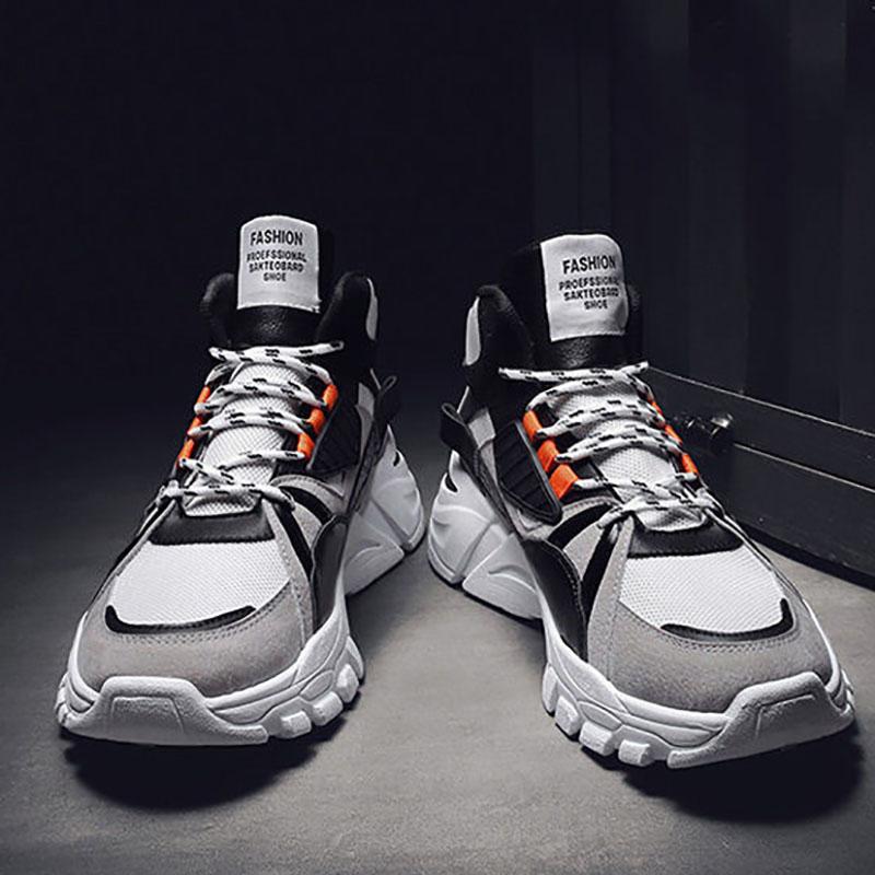 Spring Men's High-top Sports Shoes Men's All-match Height Increase Shoes Breathable Student Shoes Men