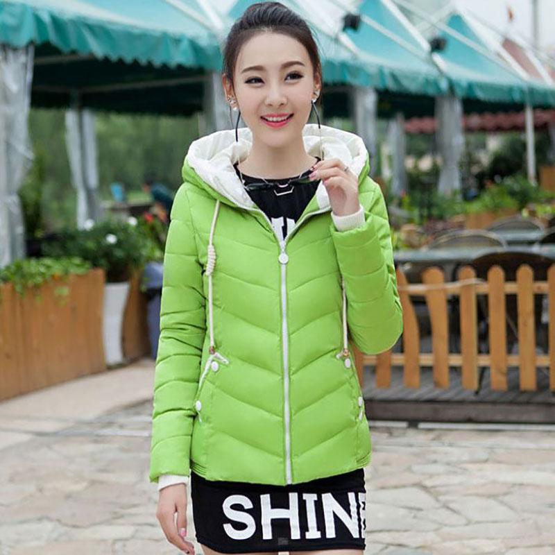Down Jacket Winter Women's Self-cultivation Slimming Hooded Cotton-padded Jacket Thick Warmth Solid Color Cotton-padded Jacket