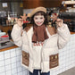 Cute Short Padded Jacket Women Loose Coat Hooded Cotton Coat Women Bread Coat