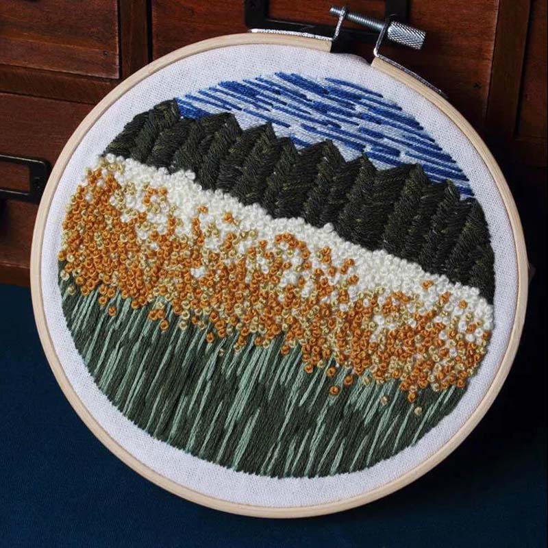 Handmade DIY Embroidery Simple Student 3D Stereo and 20CM Embroidery Stretch Combination with Matching Needle and Thread