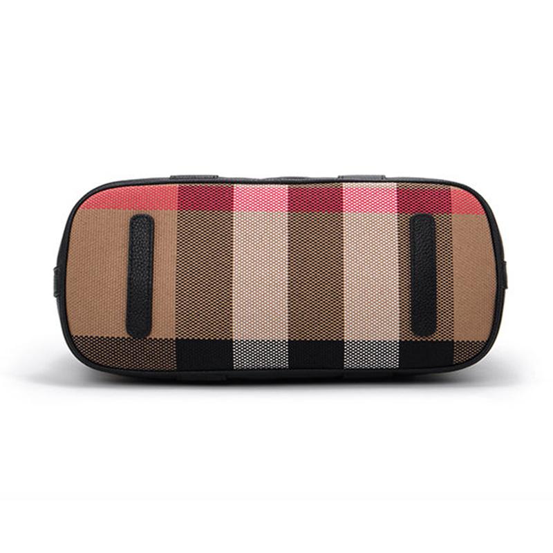 Leather Bag Ladies Trend Large Capacity Plaid Canvas Handbag All-match Commuter Shoulder Messenger Bag