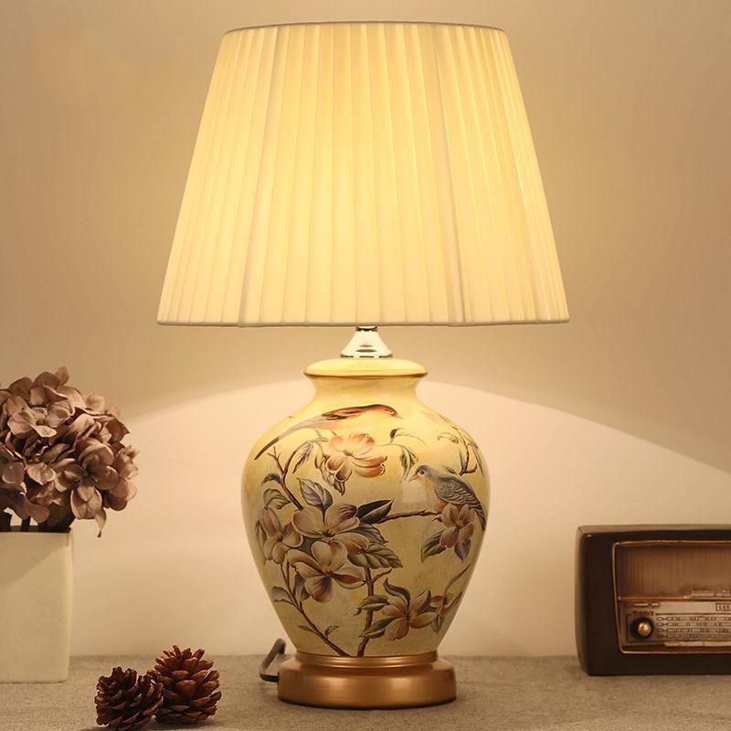 Table Lamp American Style for Living Room Ceramic Lamp Bedroom Bedside Lamp Decorated Led Lamps