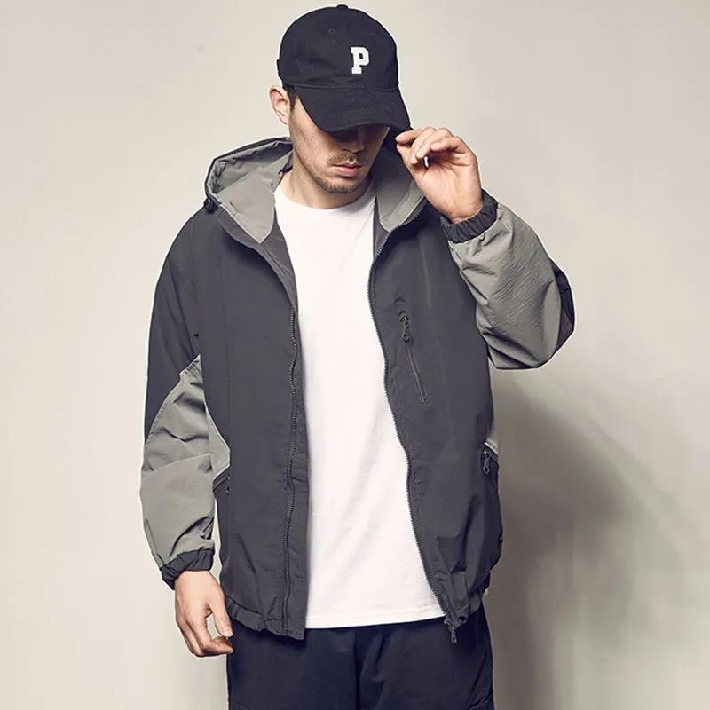 Spring and Autumn New Men's Working Jacket Color Hooded Underwear Loose Leisure Jacket
