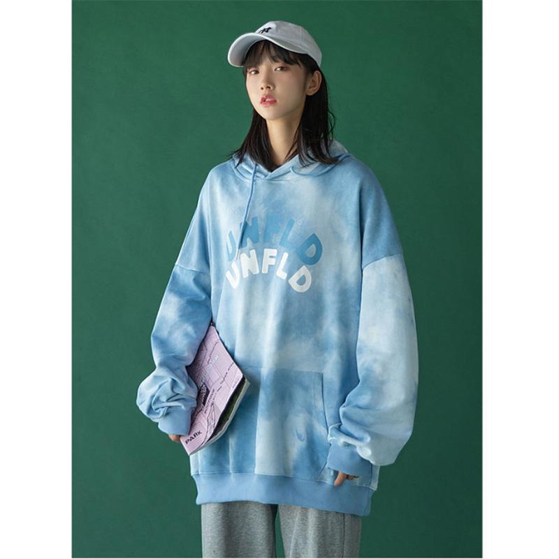 Tie-dye Sweater Women's Thin Section Long-sleeved Sweater Pullover Loose College Style Top Coat Trendy