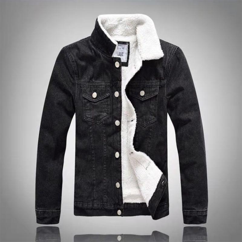 Men's Winter Lamb Velvet Denim Jacket Plus Velvet Padded Jacket Korean Style Slim Fashion Youth Top