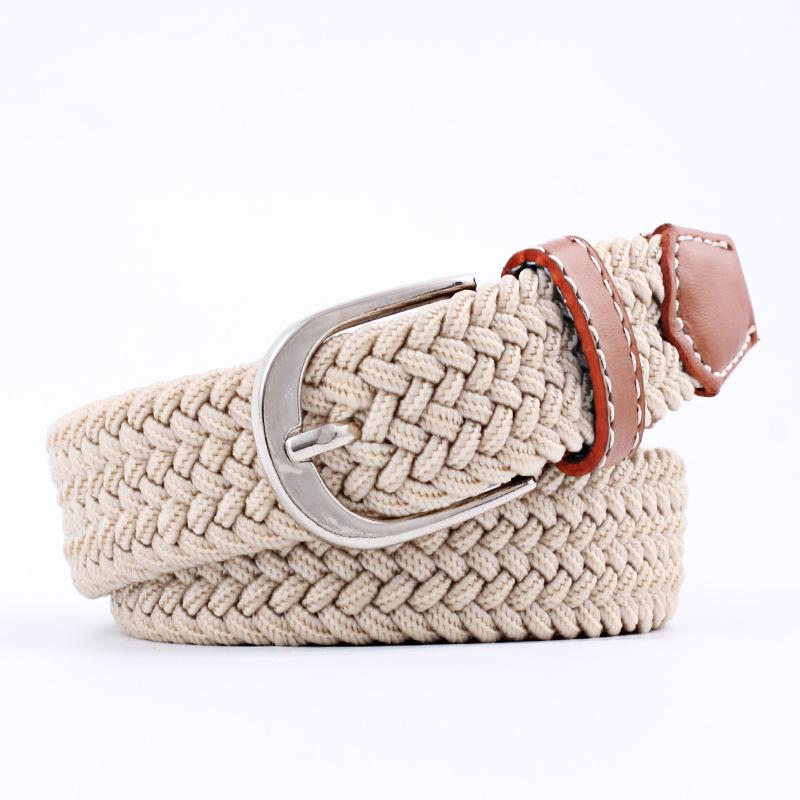 Belt Women Causal Leather Cover Buckle Woven Elastic Stretch Golf Wide Canvas Belts