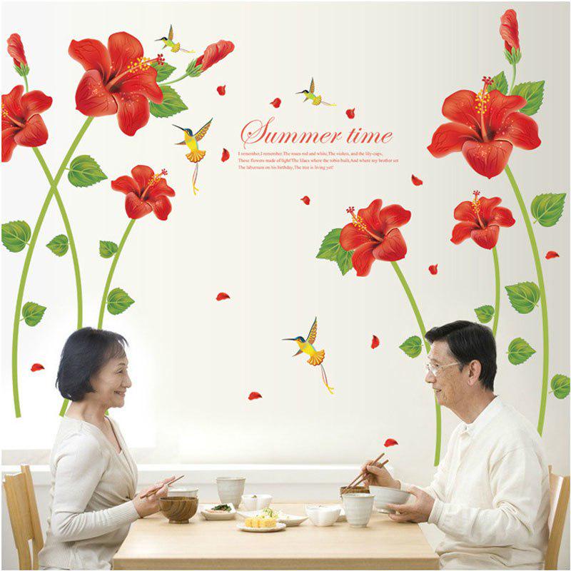 [Wall sticker ]Red Beauty Flower Wall Stickers Wall Stickers Home Decoration Living Room House Wall