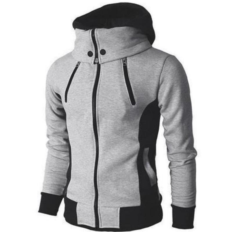 Men's Hooded Zip Sweater Casual Autumn Winter Jacket Sports Outdoor Men's Fake Two Piece Jacket