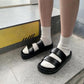 Thick-soled Sandals and Slippers Women's Summer Ins Tide Net Red Fashion Wear Retro Hong Kong-style Harajuku Style Beach Shoes