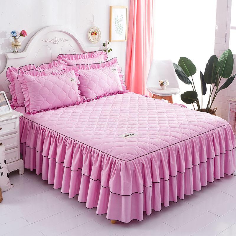 3pcs/set Korean Princess Style Thick Bed Skirt Bedroom Home One-piece Bed Sheet