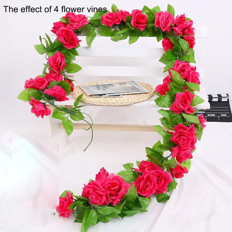 Simulation Rose Vines Fake Flowers Living Room Shelter Decoration Ceiling Vines Plastic Plants Twining