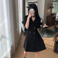 Black Dress Women's Cool Girl Summer Dress Short Sleeve Turn-down Collar Knee-length Daily Wear Office Dating Party