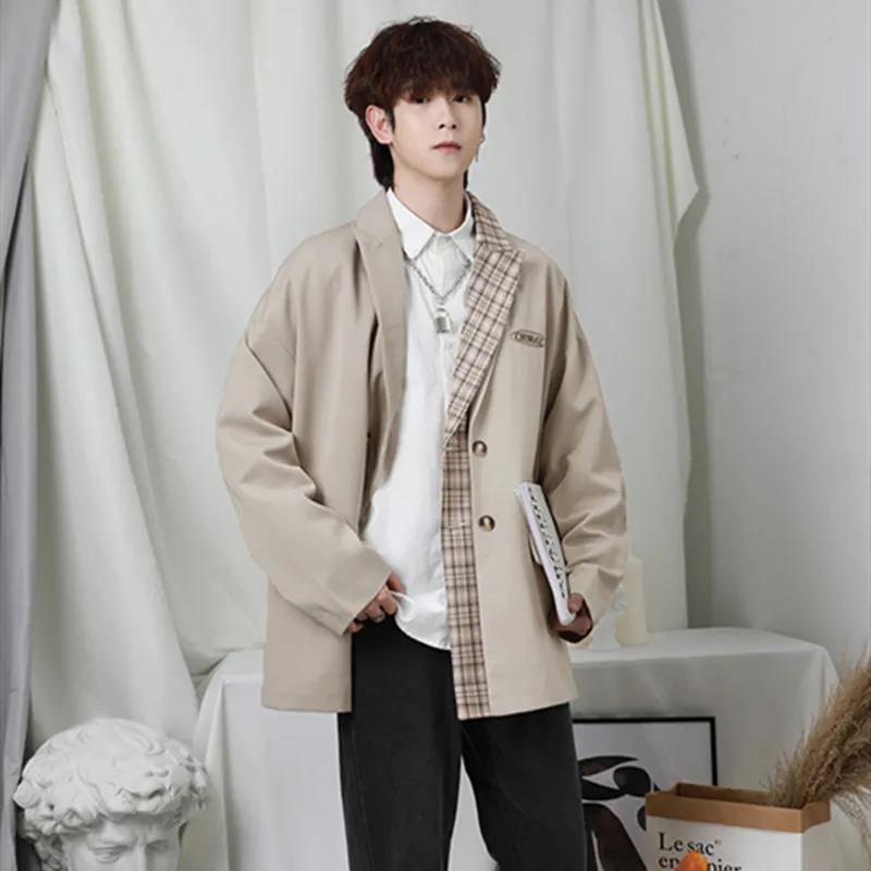 Thin Men's Casual Suits Loose Ruffian Handsome Single-piece Casual Slim Tops Single-piece Long-sleeved Warm Jackets Men's Short Jackets