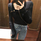 Spring and Autumn All-match Tight Top with Sexy Knit Bottoming Shirt Fashionable Slim Female Top