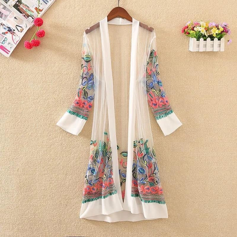 Women's Ethnic Style Loose Outer Chiffon Cardigan Thin Beach Mid-calf Length