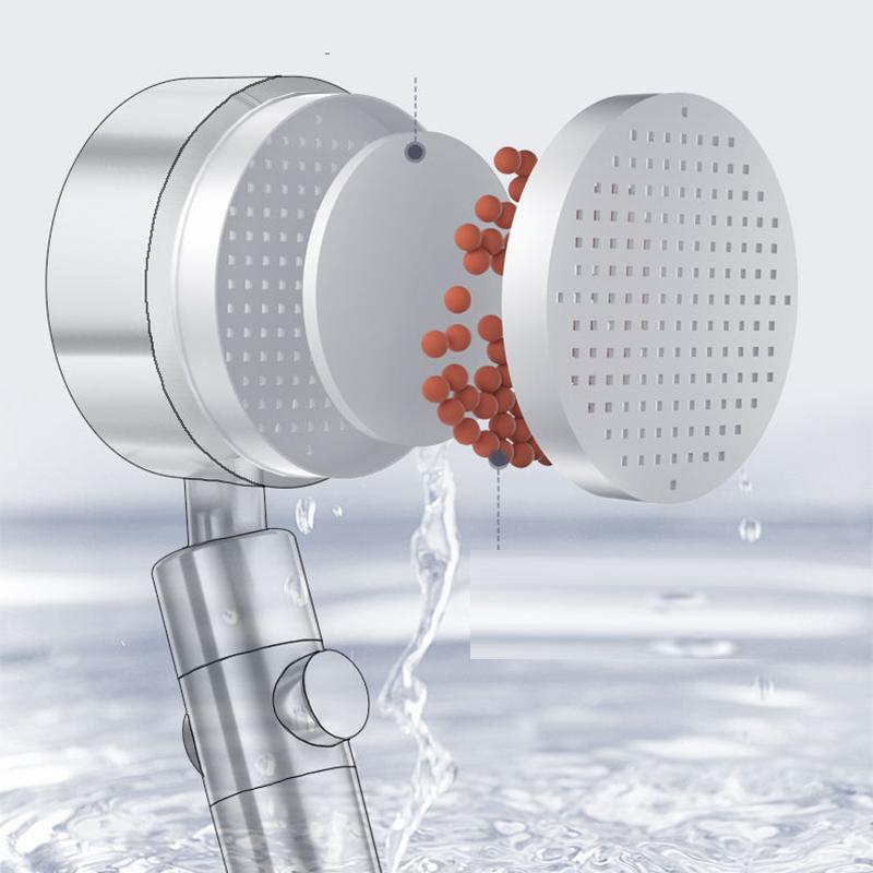 One-button Water Stop Japanese-style Space Aluminum Pressurized Shower Head Universal Shaking Head Handheld Shower Head