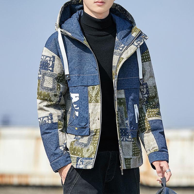Down Jacket Fashion High-end Young and Middle-aged Men's Down Cotton Padded Jacket Hooded Plus Size Top