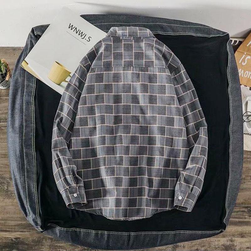 Plus Size Shirt Men T-shirts Button Up Overshirt Plaid Tees Stretch Undies Male Clothing Casual Long Sleeves Cardigan