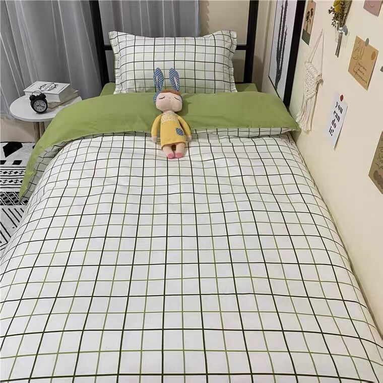 Scandinavian Style Three-piece Bed Linen Simple Bed Sheet Quilt Cover Student Dormitory Single Quilt Cover Three-piece Bedding