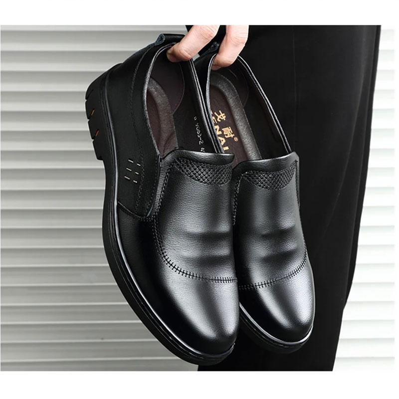 Men's Business Shoes Casual Real Cowhide Shoes Spring and Autumn Middle-aged Dad Shoes Men's Shoes Peas Shoes Lazy Pedal Shoes