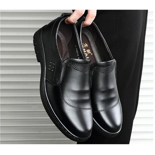 Men's Business Shoes Casual Real Cowhide Shoes Spring and Autumn Middle-aged Dad Shoes Men's Shoes Peas Shoes Lazy Pedal Shoes