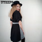 Summer Office Lady Black Dress Stitching Shirt Dress Simple Plus Size Dresses with Belt