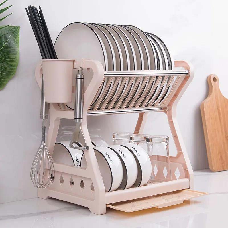 Kitchen Shelf Bowl Dish Storage Shelving Tableware Cupboard Multi-storey Storage Rack