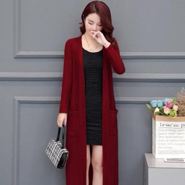 Wild Mid-length Long-sleeved Trench Coat Outer Shawl Coat Women Knitted Cardigan Sweater