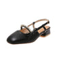 Fairy Style French Single Shoes Women Summer Mid-heel Thick-heeled Small Leather Shoes with Skirt One-word Buckle Sandals