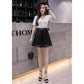 Lace Embroidered Bow Shorts Women Summer Korean Thin Wide-leg Short Pants A-line Bottoms Casual Temperament Shorts High Waist Temperament Short Pants