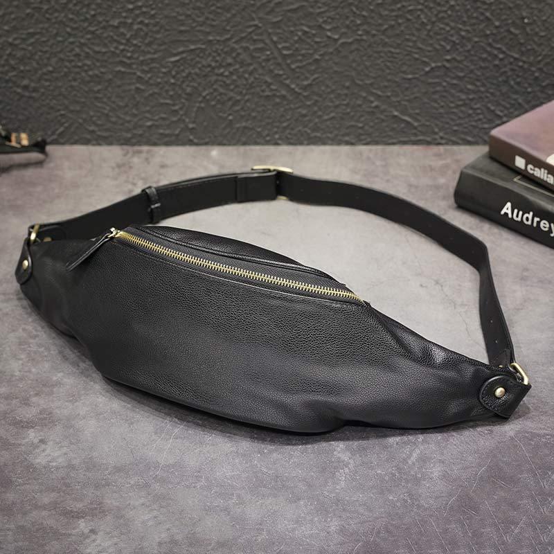 Waist Bag Men Portable Large Capacity Lychee Phone Bag Chest Bag Outdoor Sports Shoulder Bag