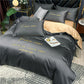 Embroidered Solid Color Bed Sheets and Pillowcases Simple Bedding Loka Cotton Bed Four-piece Set