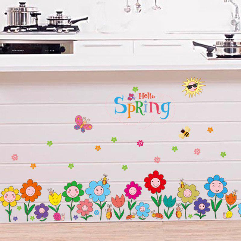 [sticker ]Lovely Cartoon Smile Flower Butterfly Wall Stickers Home Decor Living Room Bedroom Kitche