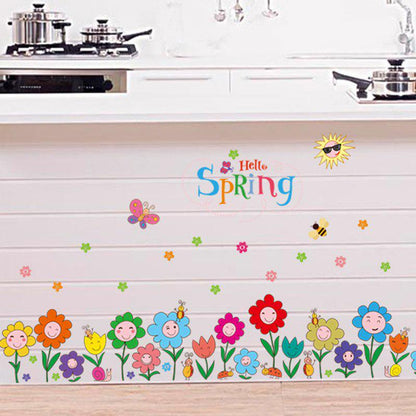 [sticker ]Lovely Cartoon Smile Flower Butterfly Wall Stickers Home Decor Living Room Bedroom Kitche