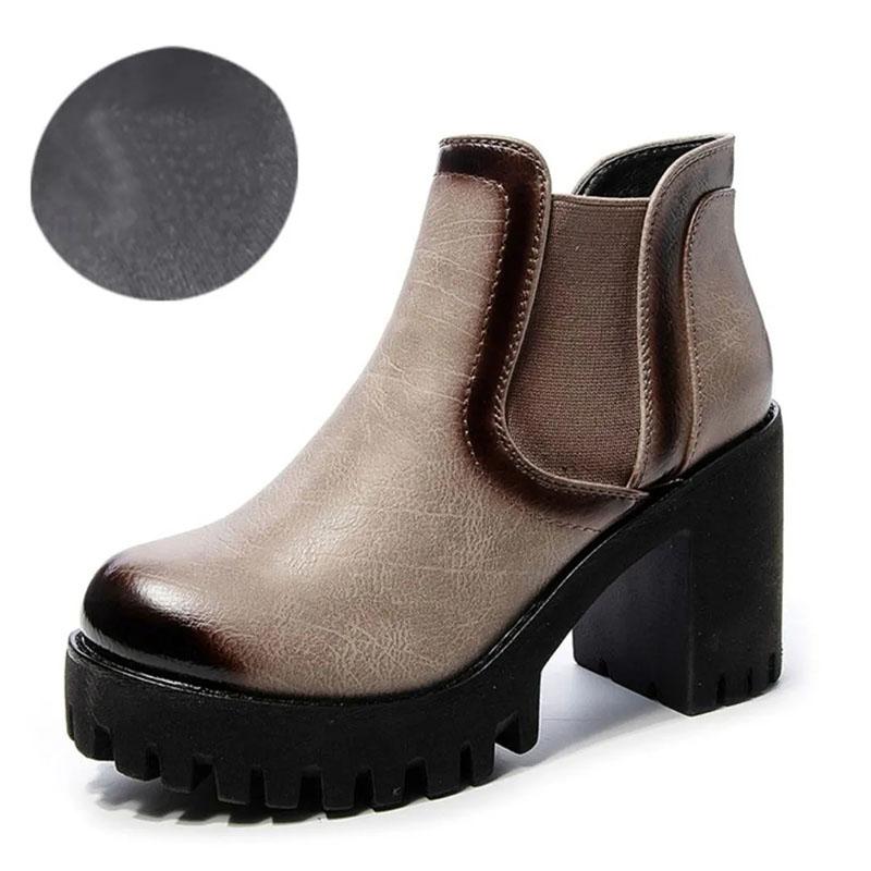 Thick-heeled Short Boots Women's Autumn and Winter Smoke Pipe Martin Boots High Heels All-match Height-increasing Shoes Single Boots High Heels