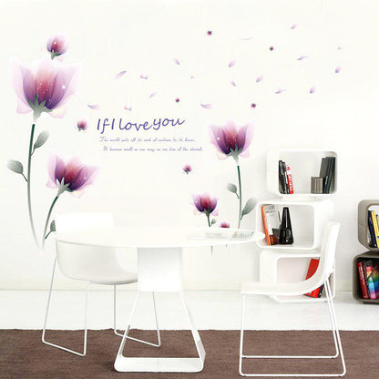 [Wall sticker ]Romantic Love Flower Wall Stickers Home Decor Living Room Bedroom Wall Decals Diy Dec