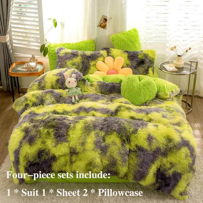 Thickened Water Velvet Four-piece Bed Sheet Is Taken Bedding Princess Wind Warm Coral Velvet