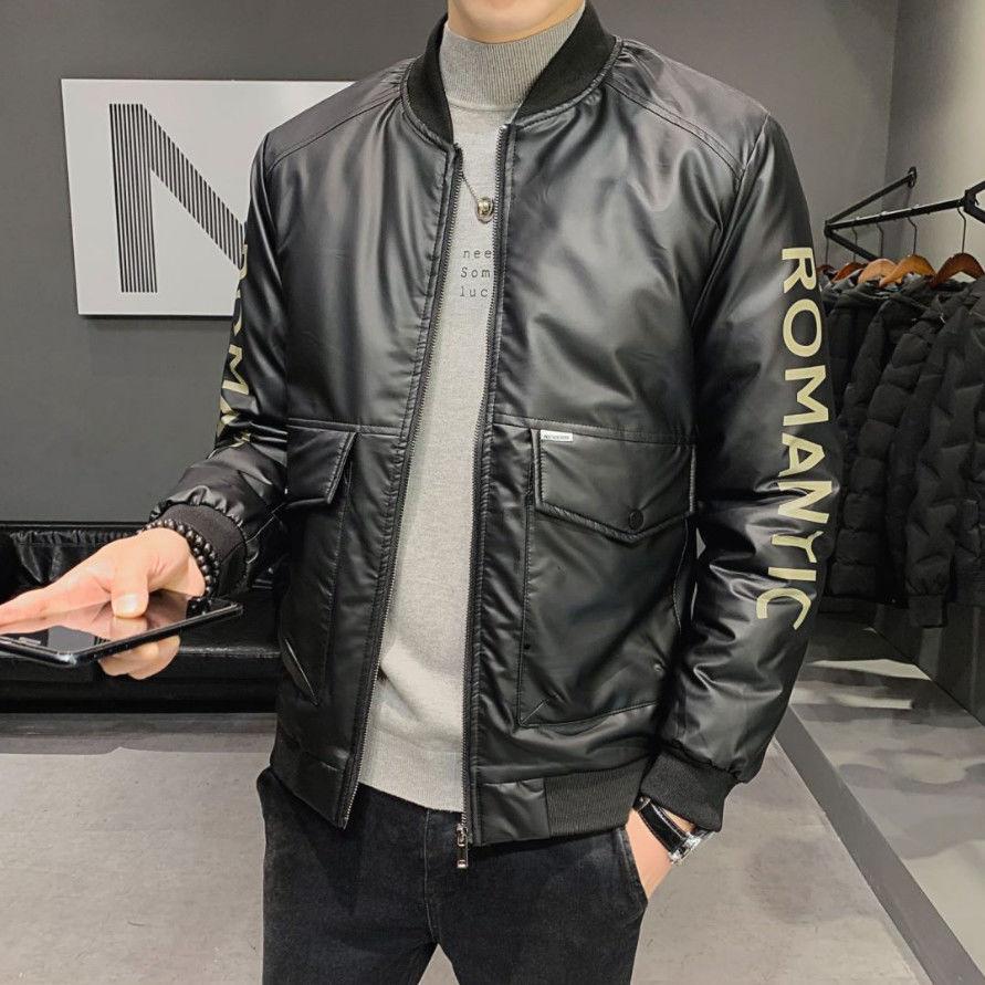 Winter Down Jacket Men's Baseball Collar Casual Jacket Korean Version of The Trend of White Duck Down Thickened Warm Gloss Slim Short Jacket
