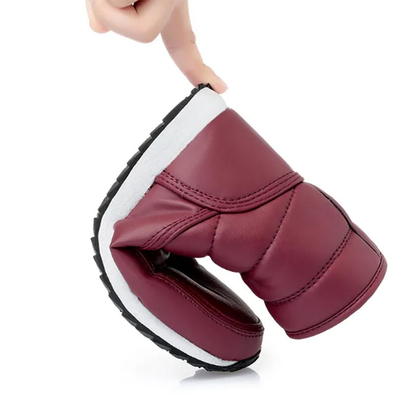 Women's Snow Boots Short Tube Non-slip Cotton Shoes Waterproof and Velvet Warm Flat Bottom