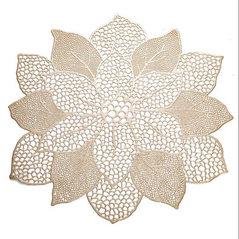 Lotus Pvc Bronzing Hollow Coaster Heat Insulation Non-slip Placemat Table Mat Decorative Mat Western Placemat