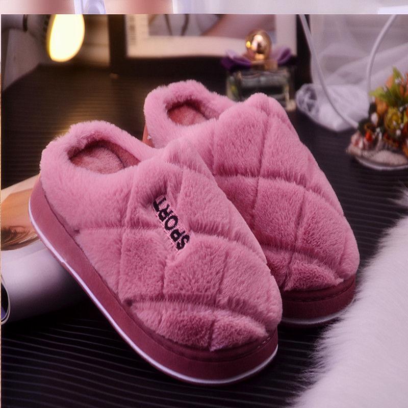 Winter Warm Cotton Slippers Couple Thick Non-slip Slippers