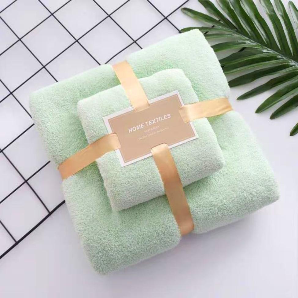 Adult Coral Velvet Towel + Bath Towel Set Home Oversized Absorbent Quick-drying Bath Towel