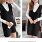 Autumn and Winter Long Knitted Sweater Loose V-neck Versatile Dress Casual Solid Color Women's Vest Dress