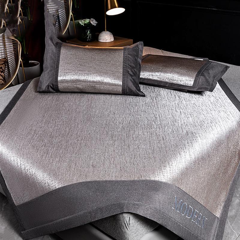 Three-piece Summer Skin-friendly Ice Silk Bed Sheet Mat Washable Non-slip Bedding Protection Cover